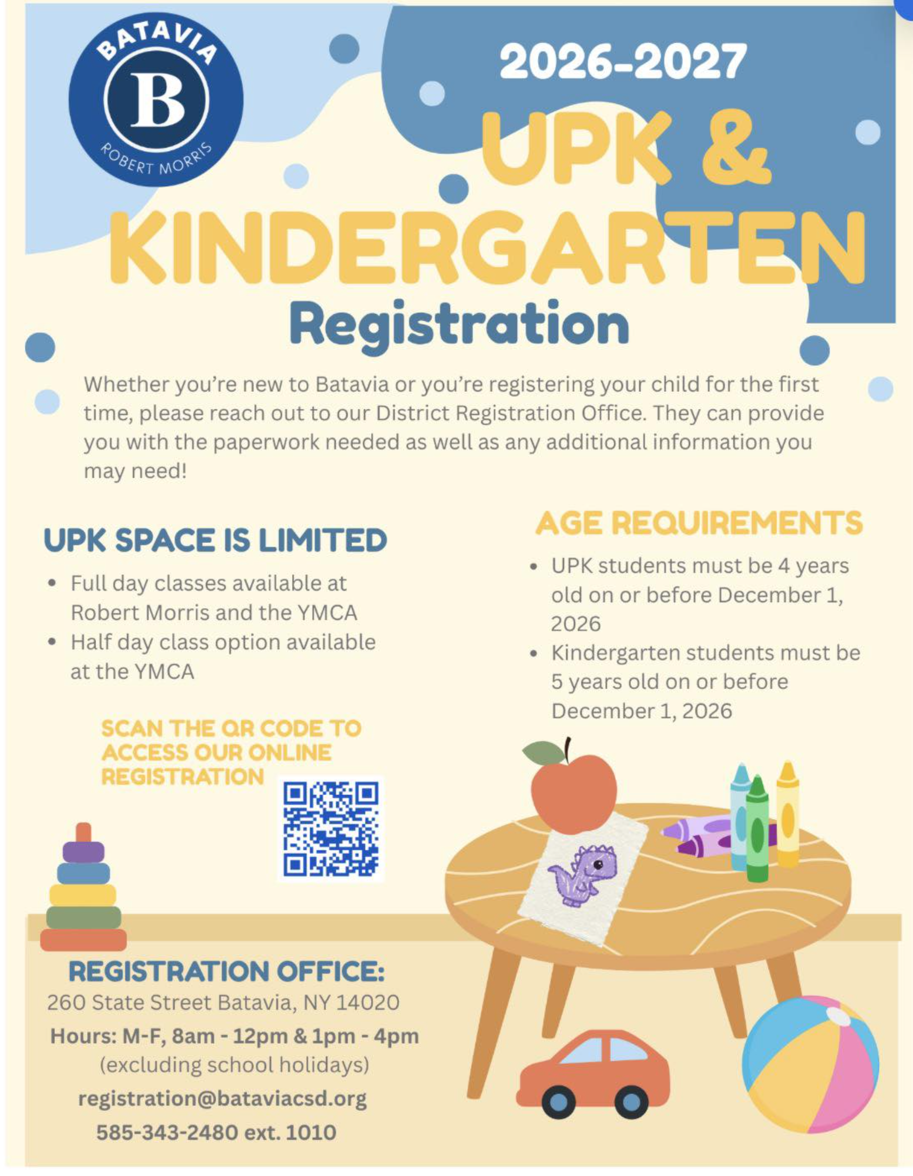 2026-27 UPK & Kindergarten Registration